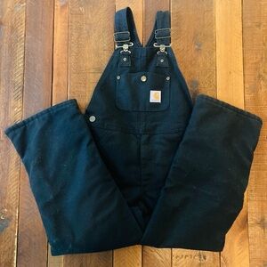 Carhartt Duck Bib Overalls kids boys size 7 quilt lined Black